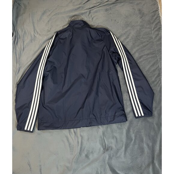 Adidas Jacket Mens Medium Blue Track Full Zip High Neck Active Athletic Logo - Picture 14 of 15